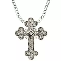 Colier model crucea episcopului, 5 x 10 x 20 cm, Gonga® - Argintiu