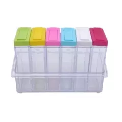 Set de 6 recipiente transparente pentru condimente, multicolor, Gonga®