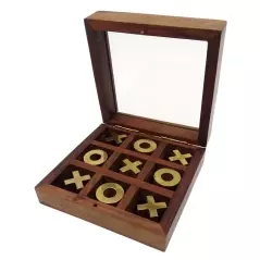 Joc X si 0 în cutie de lemn, 13x13 cm, Gonga®